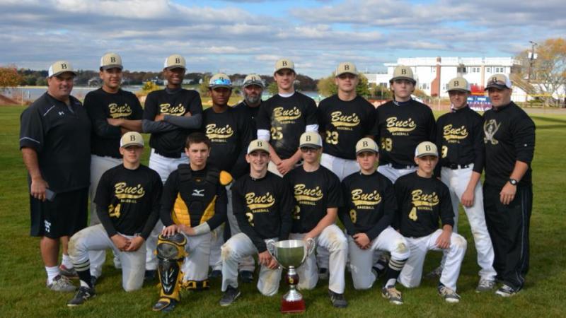 The New England Bucs went 16-0 this year. Pictured front row from left: Front row, left to right Riley Thornell (Wareham), Troy Lopes (Fairhaven), Connor Reidy (Wareham), Jake McNary (Hudson), Sam Cavossa (Falmouth), Nick Coletti (Bedford). Back row from left: Coach Carl Cavossa, JoJo Ortiz (Providence), Omar Garrido (Providence), Jamie Carson (Middleboro), Coach Jay Reidy, Griffin Cournan (Pembroke), Phillip DiBlasi (Derry, NH), Josh Ferreira (Raynham), Aaron Cole (Sandwich), Coach Chris Thornell.